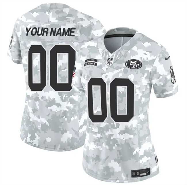 Women%27s San Francisco 49ers Active Player Custom 2024 F.U.S.E Arctic Camo Salute To Service Limited Stitched Jersey(Run Small)